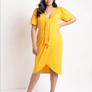 ELOQUII  Tie Front Tulip Hem Puff Sleeve Dress 🌼🌼🌼🌼🌼🌼🌼🌼🌼🌼🌼🌼🌼